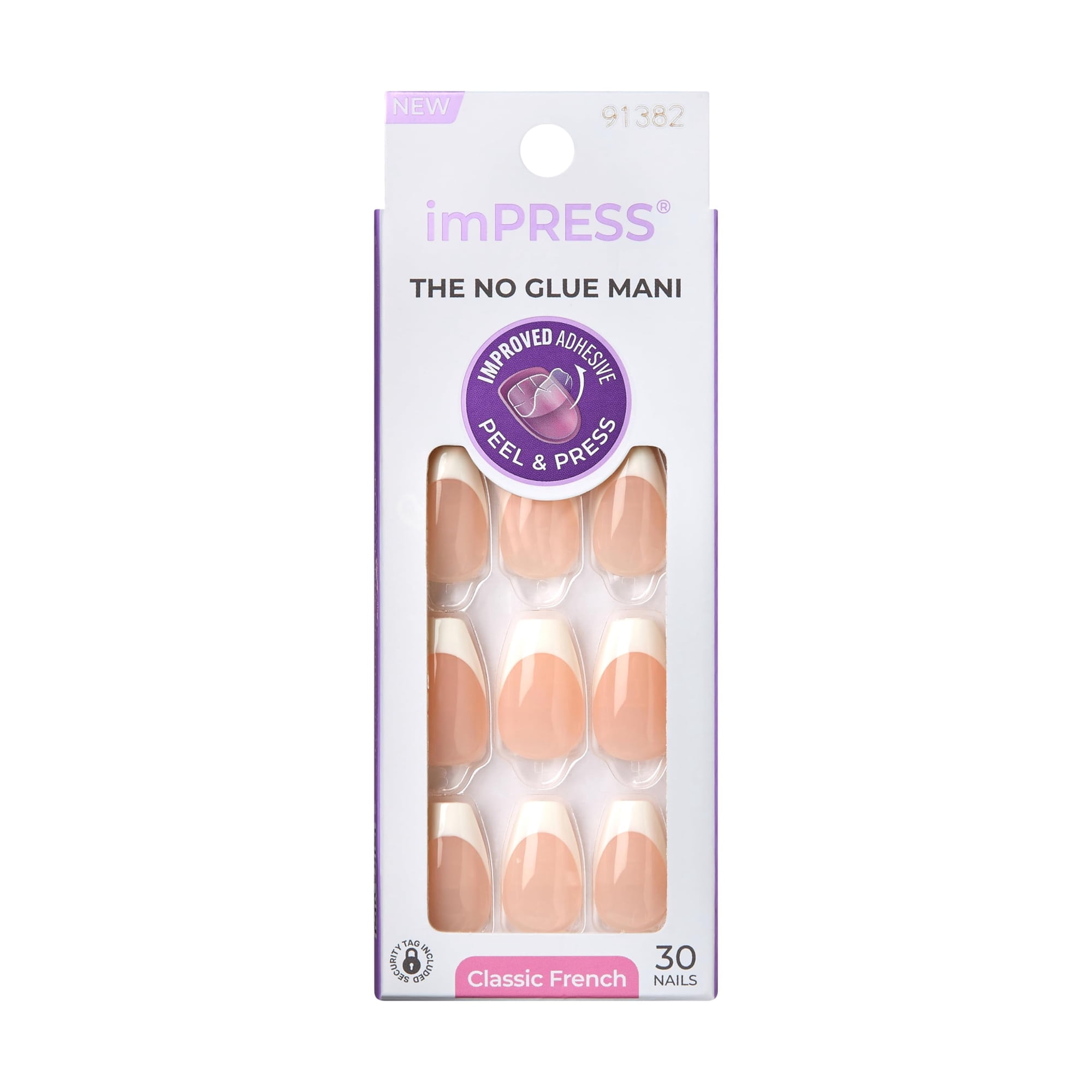 Press-on Nails Impress «ideal», Forma De Ataúd Francés Mediano