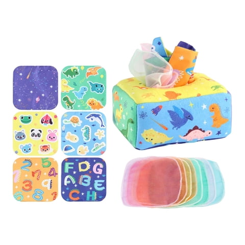 Bothyi - Caja De Pañuelos Para Tirar, Juguete Sensorial, Pañuelos Para Tirar Ocupados Para Niños Pequeños, Bebés, Dinosaurios