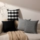 thumbnail image 2 of Xiao Hua Juego de Fundas de Almohada de 4 Piezas Estilo Farmhouse con Rayas a Cuadros en Blanco y Negro, Funda de Almohada Clásica, Funda de Cojín Decoración Del Hogar 18x18 Pulgadas, 2 of 4