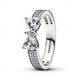 thumbnail image 1 of Anillo Pandora Doble Fila Moño Brillante Plata Esterlina 7.5, 1 of 4
