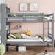 thumbnail image 2 of Twin Over Twin Bunk Bed with Shelves , Rubber Wood Bed with Shelves Headboard, Safety Guardrails and Ladder, Convertible to 2 Beds,Grey, 2 of 3