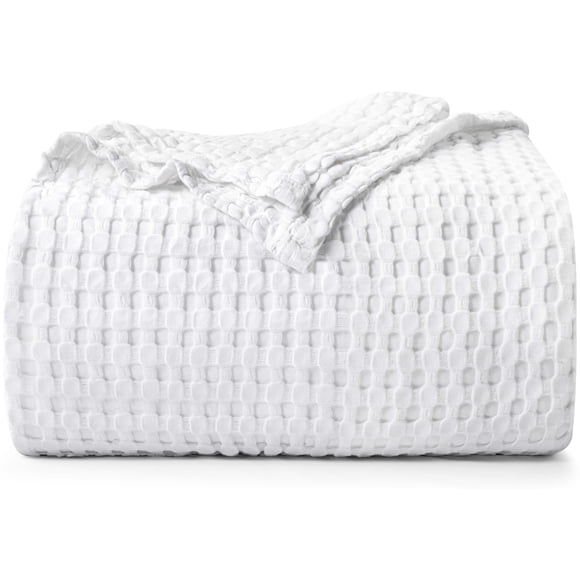 Ropa de cama Blanket Utopia con forma de gofre, 100% algodón, 300 g/m², color blanco