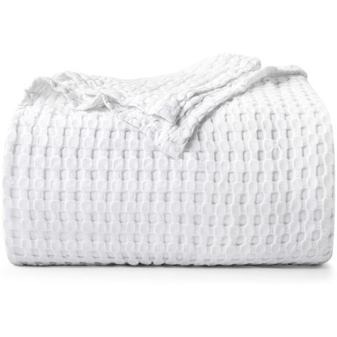 Utopia Bedding - Ropa De Cama Blanket Utopia Con Forma De Gofre, 100% Algodón, 300 G/M², Color Blanco