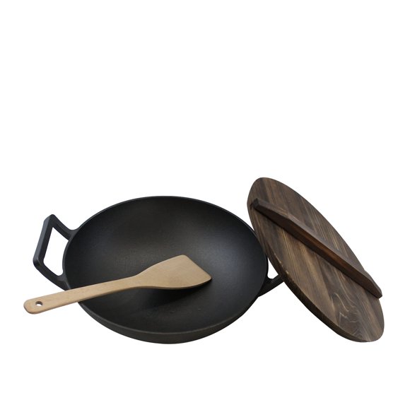 Wok Home VSS de 37 cm de hierro fundido con tapa y espátula