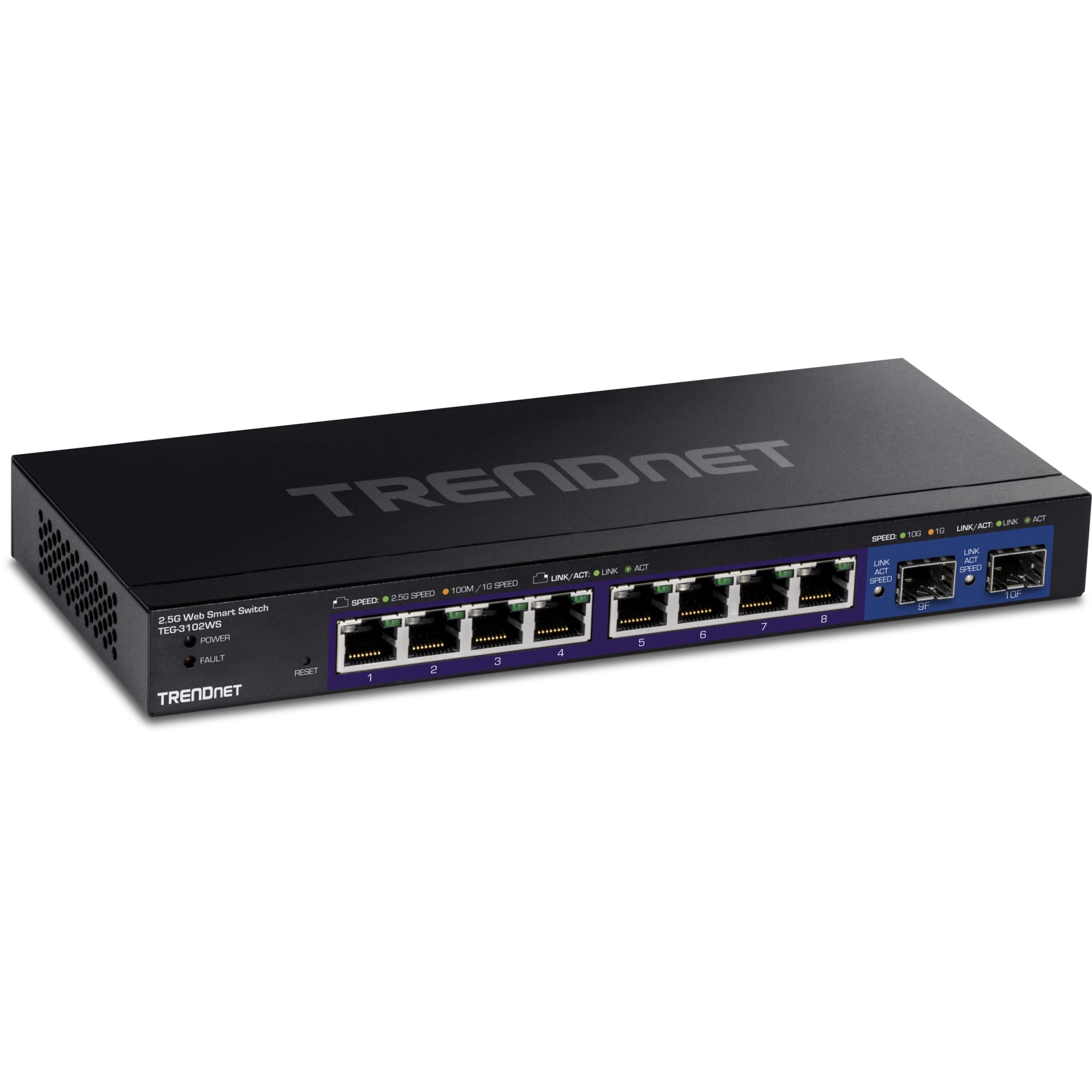 Conmutador Ethernet Trendnet De 10 Puertos Multigigas Teg-3102ws Negro