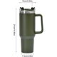 thumbnail image 2 of Botella de agua de acero inoxidable | Stanleys Cup con pajita y mango | Tumbler con mango | Leak Prode Botella de agua con aislamiento al vacío para bebidas frías y calientes, verde militar, 2 of 7