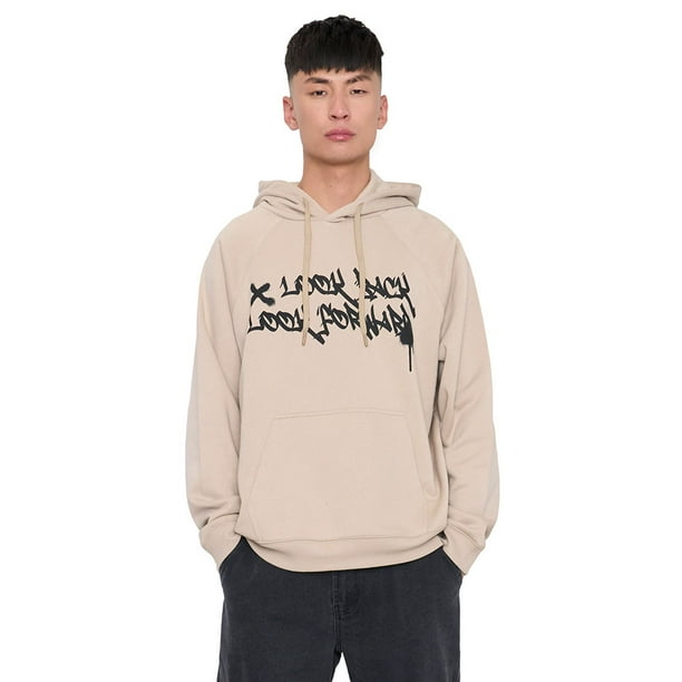 Polerón Hombre Hood Print Urbana Beige Corona