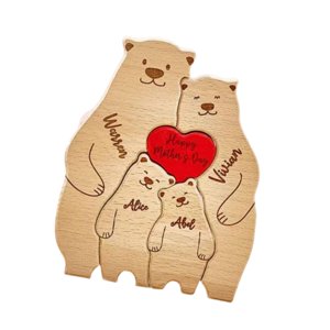 Bothyi - Bear Family Wooden Art Puzzle Familia Diy Familia De Osos Para Navidad Avaloramiento 4 Osos