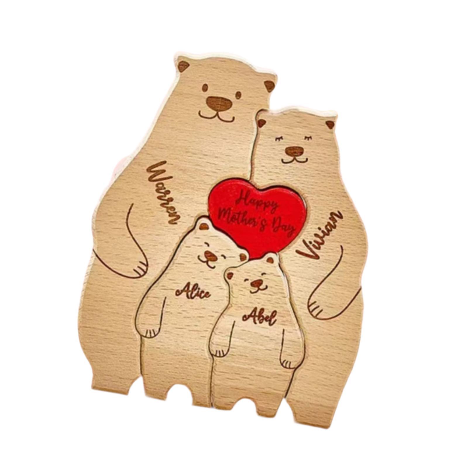 Bothyi - Bear Family Wooden Art Puzzle Familia Diy Familia De Osos Para Navidad Avaloramiento 4 Osos