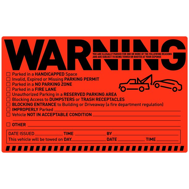 Etiquetas de infracción de estacionamiento easykart labels, paquete de 50 fluorescentes