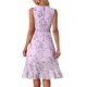 thumbnail image 3 of INSPIRE CHIC Vestido Midi Sin Mangas con Estampado Floral y Volante en el Bajo para Mujer Púrpura S, 3 of 5
