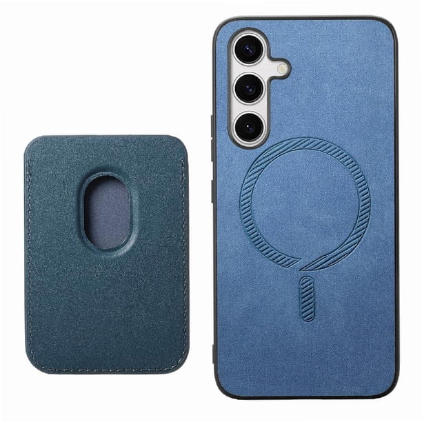 Funda de Cuero Magnética con Tarjetero para Samsung Galaxy S24 Cubierta Delgada Azul