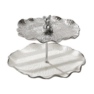 Magideal - Soporte De Pastel En Niveles Torre De Soporte De Postre En Relieve Decoración Para El Hogar Bandeja De Servicio De Repostería Soporte De Cerámica Para 2 Niveles Grande