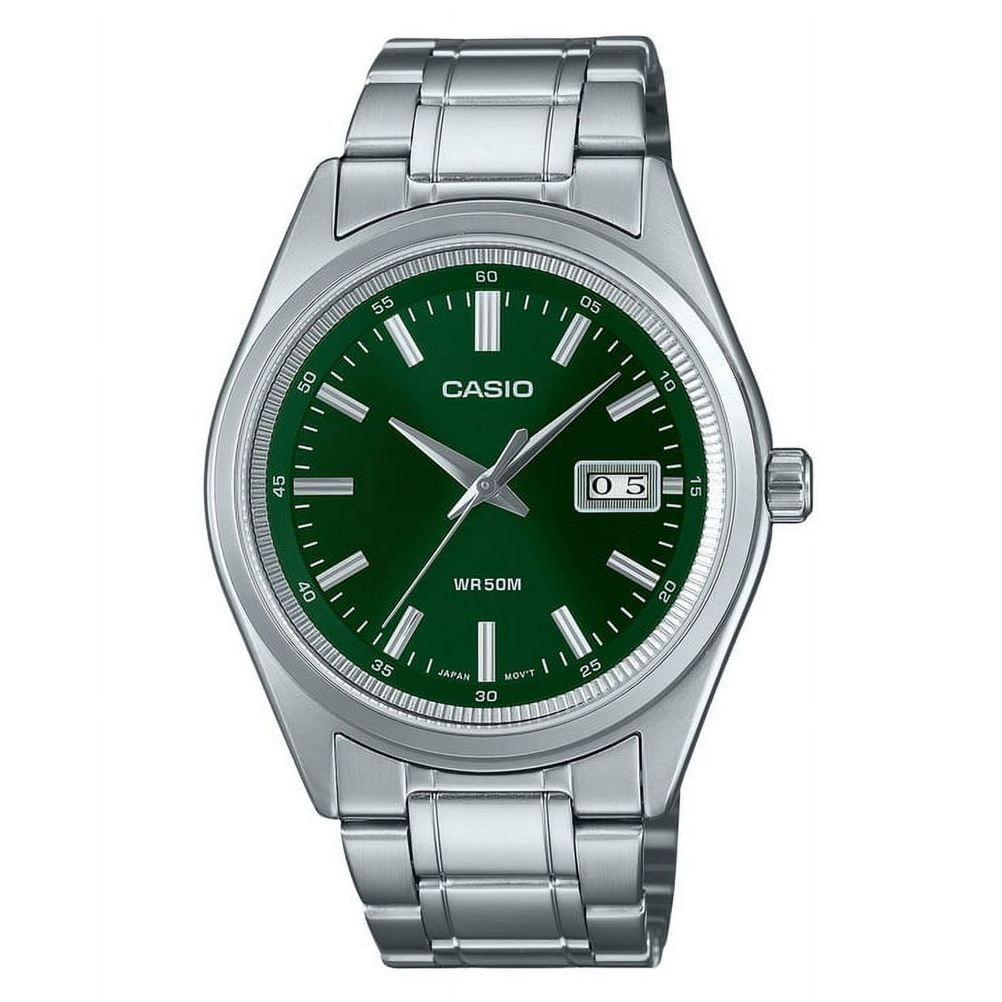 Reloj Casio Standard Análogo Acero Inoxidable Esfera Verde Cuarzo Mtp-b180d-3av Para Hombre