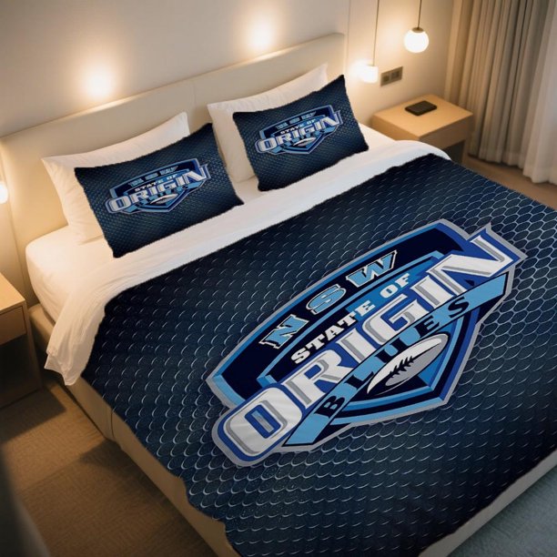 NSW State of Origin Rugby Shield Logo Duvet Cover Set Cherry Blossom Festival Vintage Printed Duvet Cover