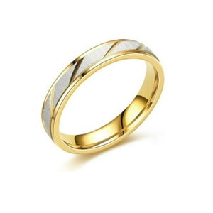 Genérico - Anillos Compromiso Titanio Dorado Mate Con Zirconios Pulverizado Para Compromiso Dama Y Hombre/ 7