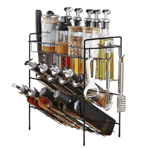 Mp - Organizador De Especias Condimentos Botellas Rack Especiero 3 Niveles Negro
