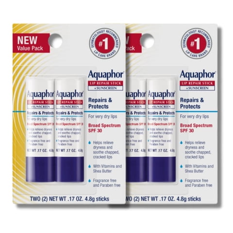 Lápiz Reparador De Labios Aquaphor, Protector Labial Spf30, 5 Ml (Paquete De 4)