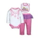 thumbnail image 1 of Body Manga Larga + Pantalón + Babero Set 3 Piezas - Niña 12M, Blanco con Rosa, 1 of 2