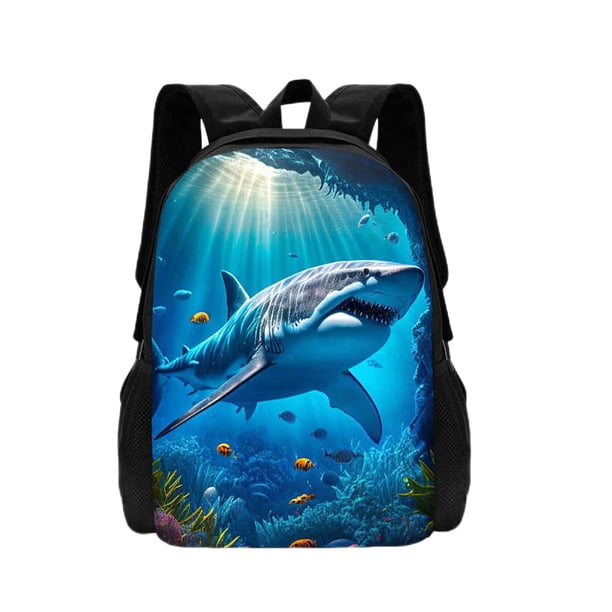 Mochila 3D Shark Print Children's School Bag Cartoon Animal Print Boys and Girls School Bag Lightweight Children's Backpack