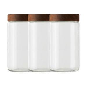 Set 3 Frascos Vidrio Con Tapa De Madera De 1000Ml Allegra