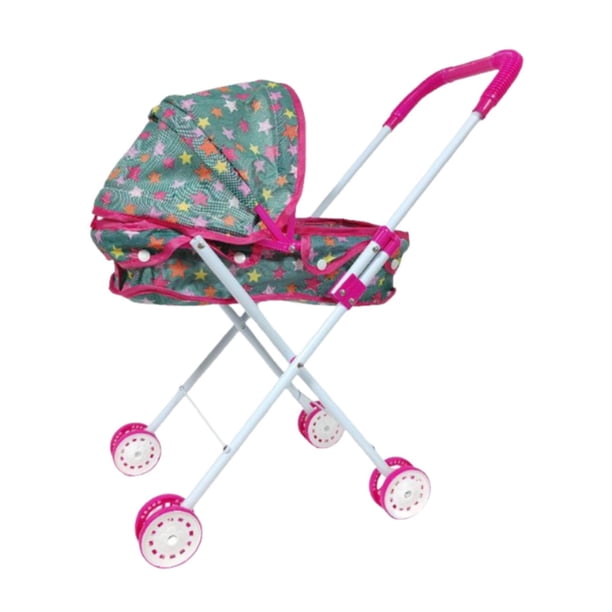 Cochecito De Muñecas, Juguete Educativo Para Niños, Plegable Y Práctico Para Juegos De Rol En Casa, Con Patrón De Estrellas.