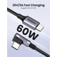 thumbnail image 3 of Cable USB‑C UGREEN 60W de 3 m con ángulo recto y carga rápida, 3 of 9
