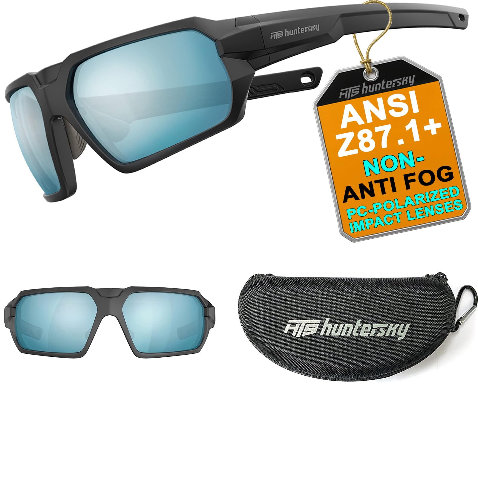 Gafas De Sol De Seguridad Hts Huntersky Q37 Con Lente Azul Polarizada Con Espejo