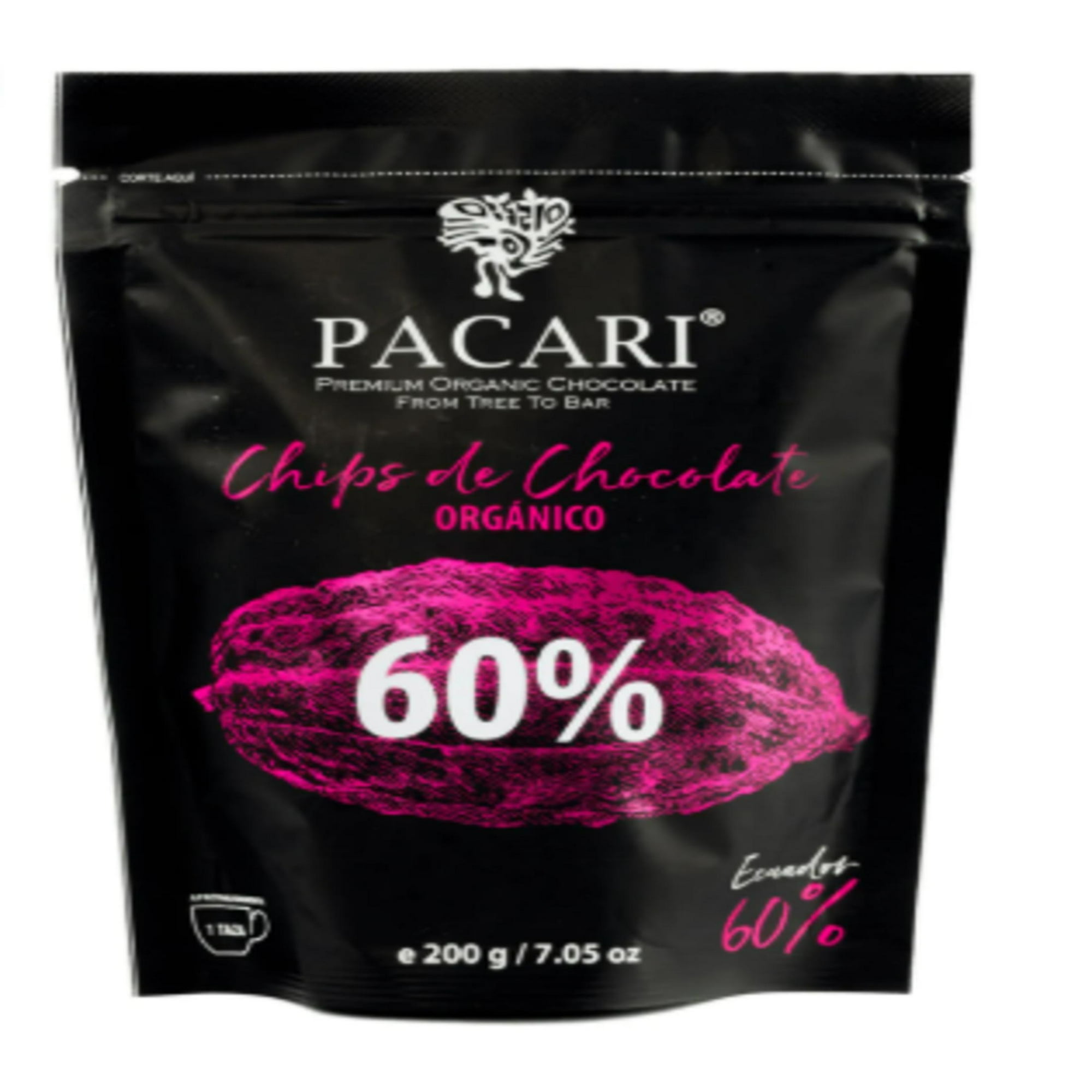 Chips Cobertura Chocolate Pacari 60% Cacao 200gr Orgánico