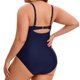 thumbnail image 4 of Agnes Orinda Traje de Baño de Una Pieza para Mujer Tallas Grandes Conjunto de Traje de Baño Escote en V Cruzado Frontal Control de Abdomen Push Up Traje de Baño Retro Fruncido L Azul Marino, 4 of 8