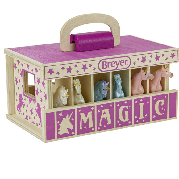 Playset Breyer Horses Establo Mágico de Madera con 6 Unicornios