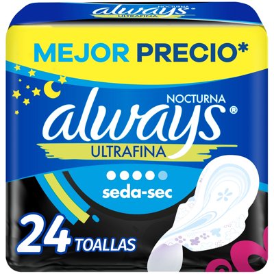 Toallas Higiénicas Largas Nocturna Ultrafina 24 Un Always