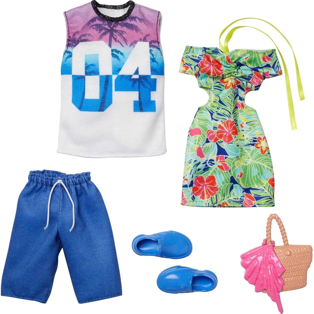 Ropa Barbie Ken Set 2 Pack Vestido Tropical Jersey