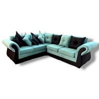 Muebles Duna - Seccional 5 Cuerpos Marsella Lino Felpa Turquesa Negro