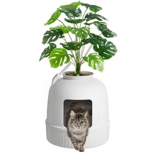 Caja De Arena Para Gatos Hidden Plant Lifewit, Blanca, Con Control De Olores