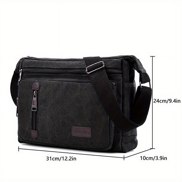 1pc Men's Crossbody Messenger Bag Canvas Bag With Upgrade Thickened Canvas Material Messenger Bag Singel Shoulder Large Capacity Bag Large Capacity Multi-Pocket