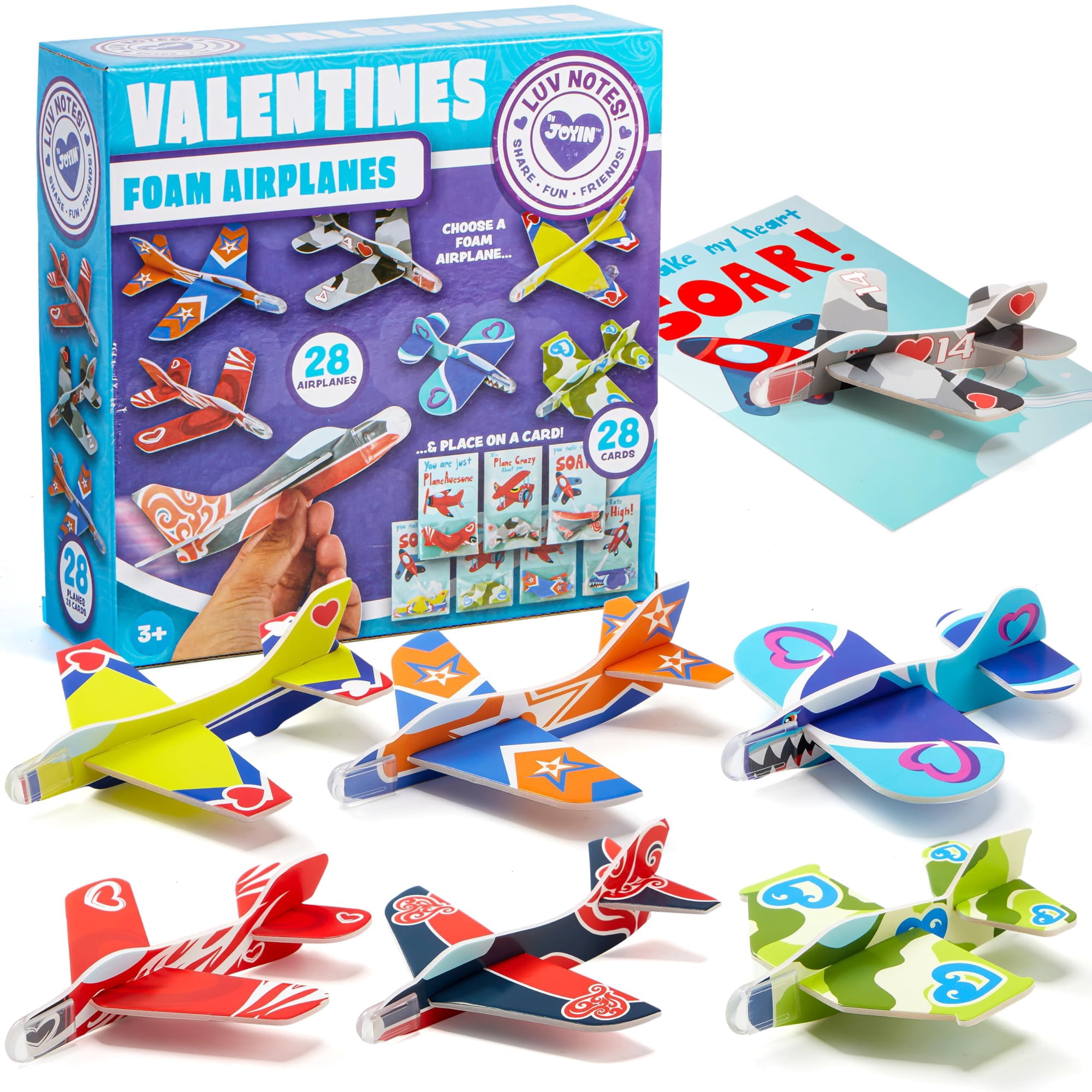 Tarjetas De Regalo Para El Día De San Valentín Joyin, Paquete De 28 Con Aviones De Espuma