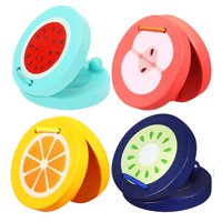 Magideal - 4 Piezas Castañuelas Para Dedos Castañuelas De Madera Ayudas Para La Enseñanza De Educación Temprana Castañuelas De Frutas De Dibujos Animados Mazos P