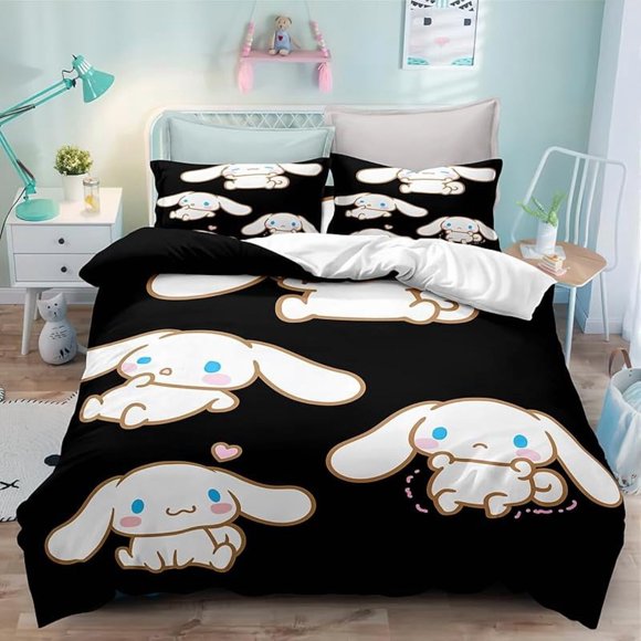The CIN-namoroll Theme Bedding Set3 Piece 3D Cartoon Printed Breathable Durable Microfiber Comforter SetGifts for Kids Teenagers Adult