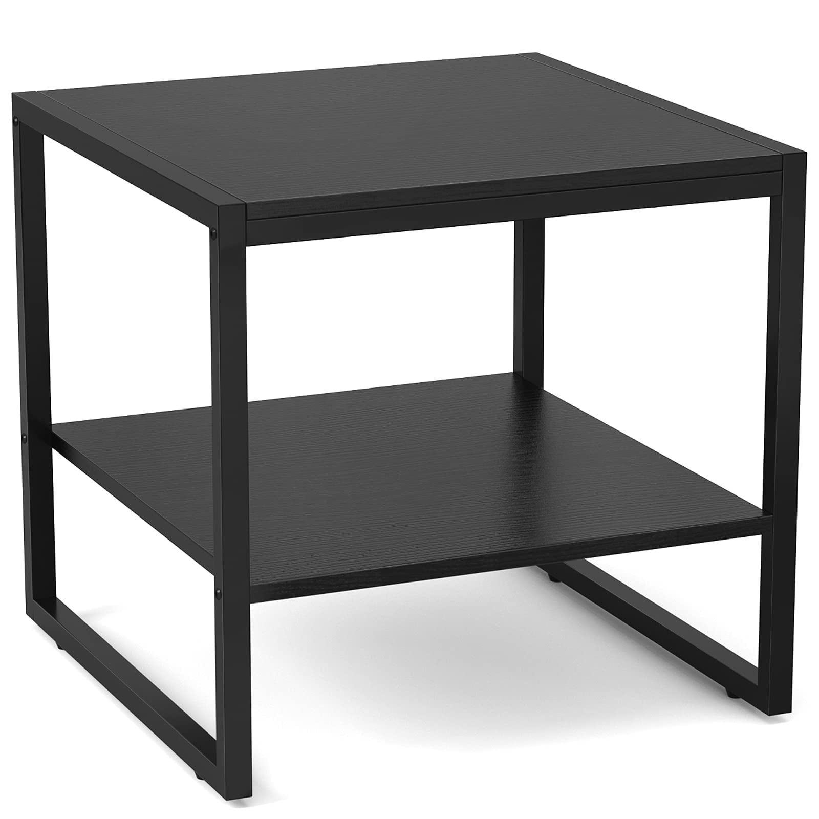 Mesa Auxiliar Homieasy Cuadrada De 50 Cm Con Estantes De Almacenamiento De 2 Niveles, Color Negro