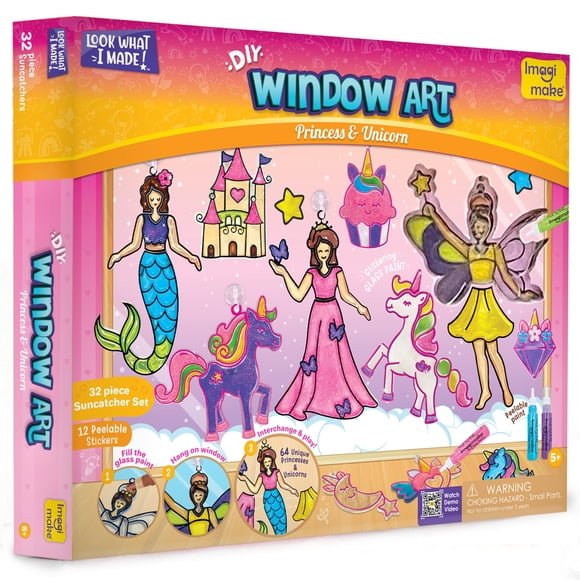 Suncatcher Kit Imagimake para decorar ventanas con forma de princesa y unicornio