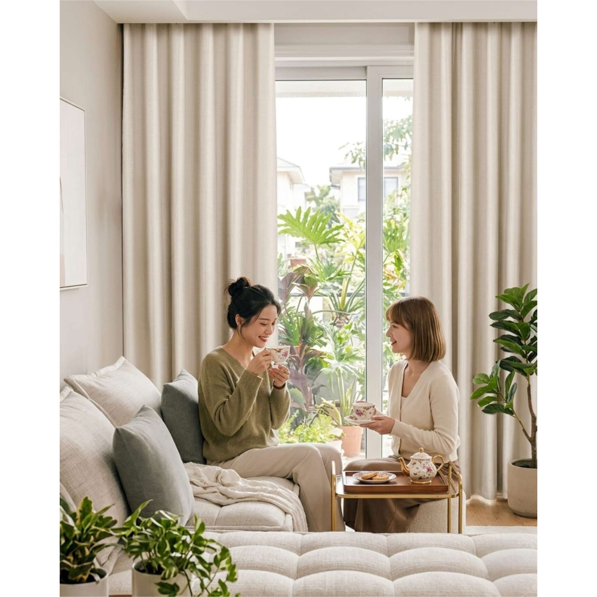 Mylhogar - Juego De Cortinas Blackout Premium Engomadas