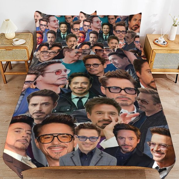Robert Downey Jr Bedding Sets Ultra Soft Skin-Friendly Duvet Cover 3 Piece, Cute Comforter Cover Bed Set for Boys Girls Kids