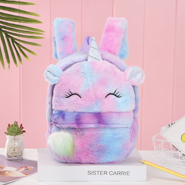 Unicorns Cartoon School Book Bag Backpacks Cute Fashion 3D Fur Backpacks For Girls Travel Backpack Children Schoolbag Kids Gift