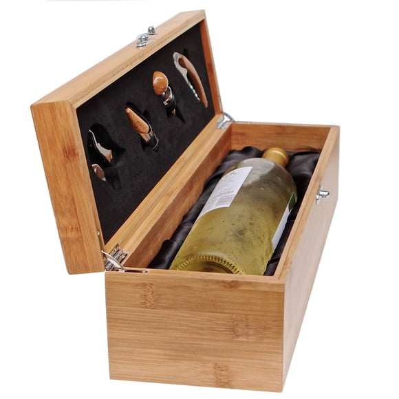 Caja de Vino CASE ELEGANCE de Bambú 36 cm – Set de Regalo