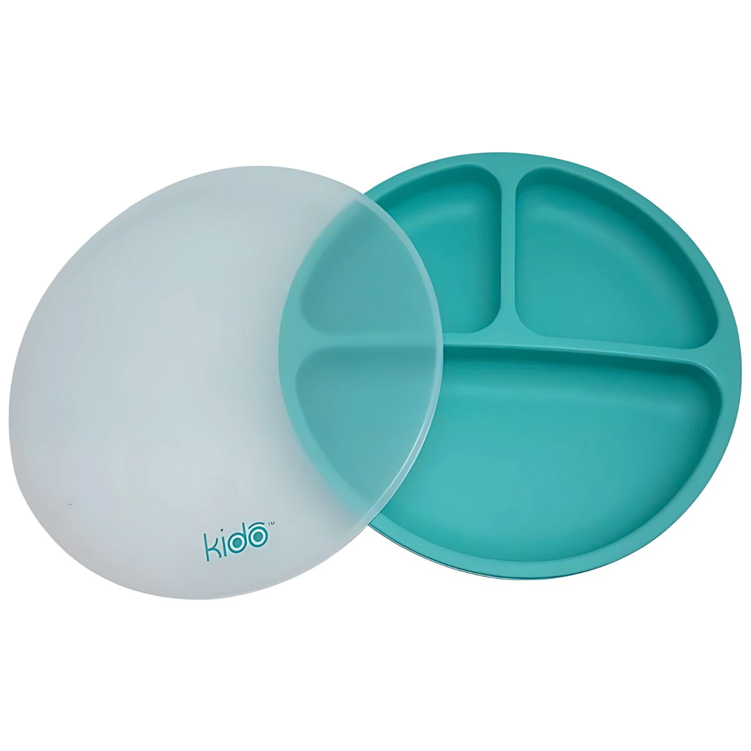 Plato Silicona Bebe Kido Ventosa Y 3 Divisiones Verde - Ps
