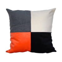 Máxima Design - Cojín Amapola Naranjo Gris Blanco Negro Felpa 50X50 Cm