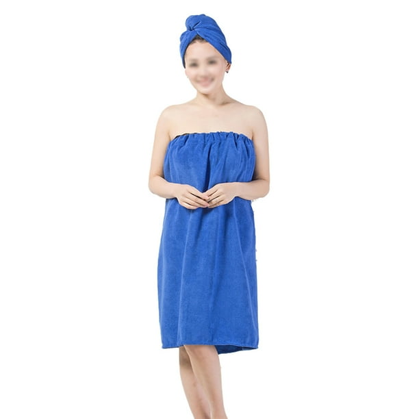 Conjunto de bata de spa para mujer, toalla de baño de microfibra suave, acogedora y absorbente con gorro turbante para secar el cabello.