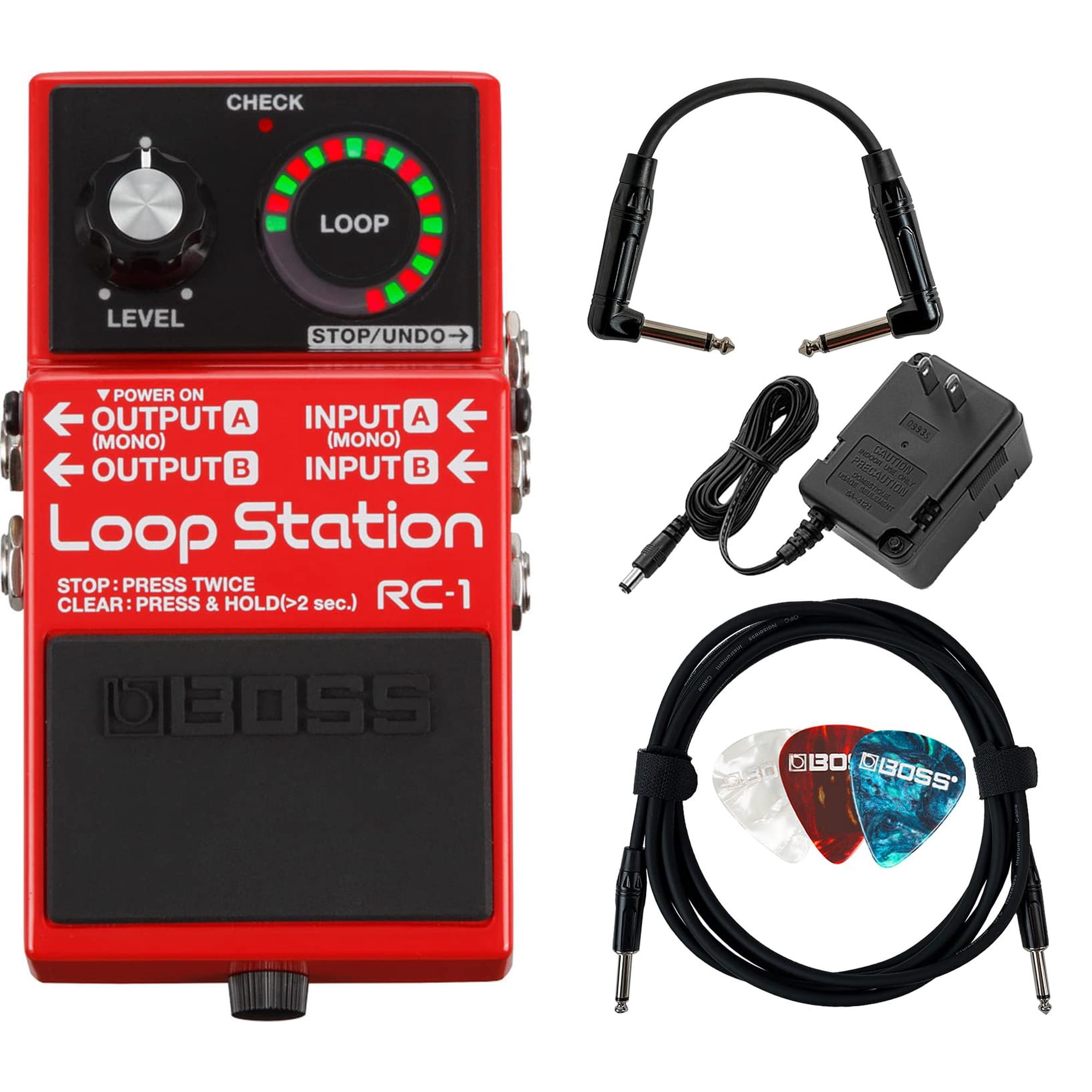 Loop Station Boss Rc-1 Con Fuente De Alimentación, Cables Y Púas