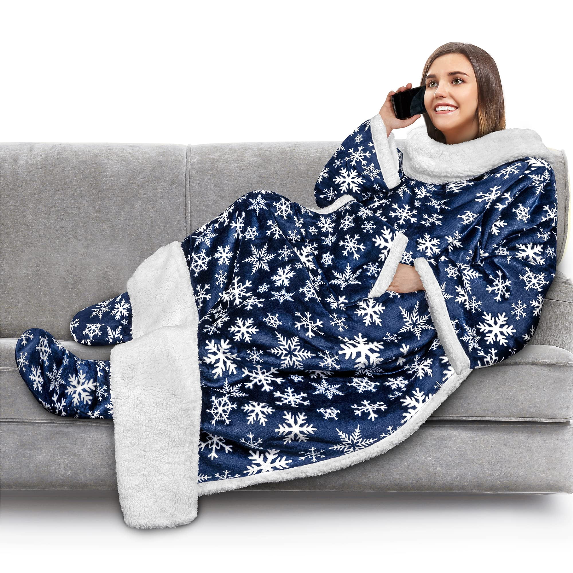 Manta Pavilia Sherpa Con Mangas Y Bolsillo Para Los Pies 130 X 180 Cm